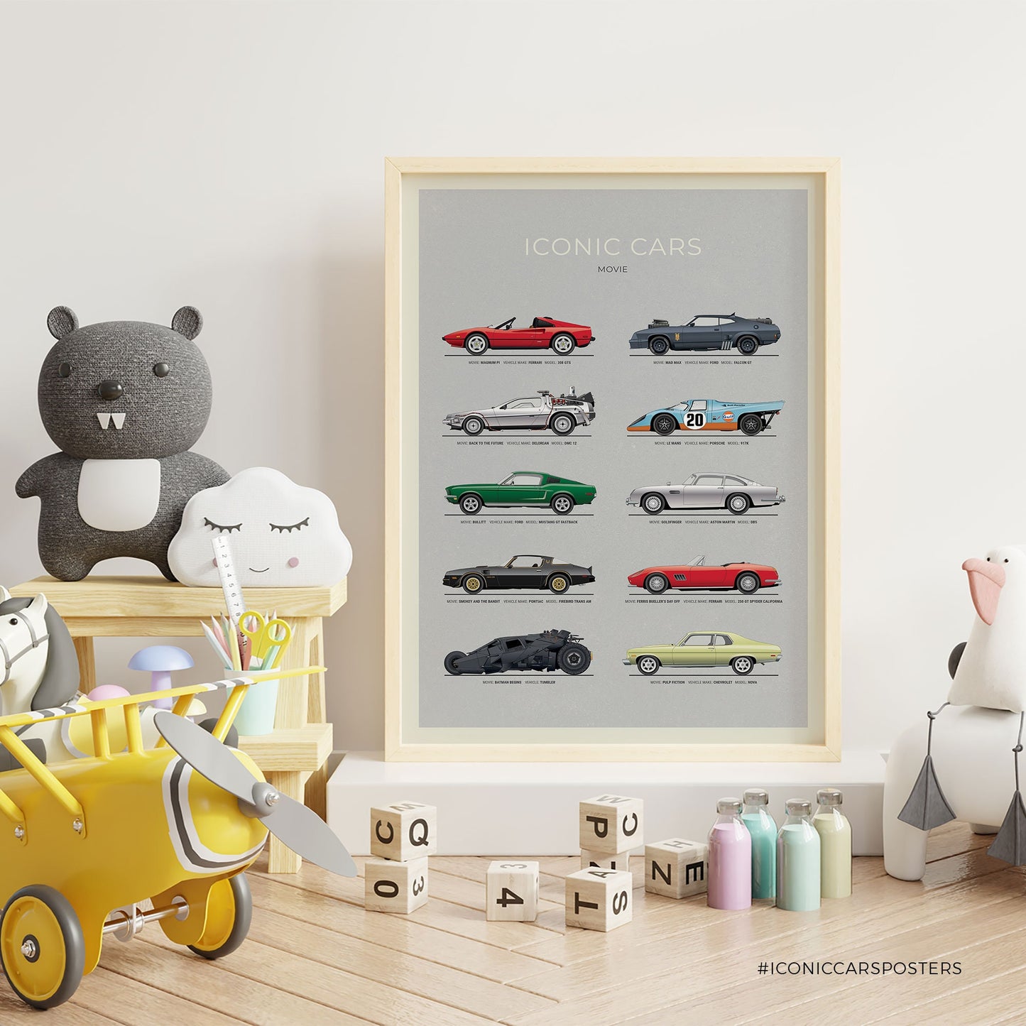 Movie Cars Wall Art (Unframed)