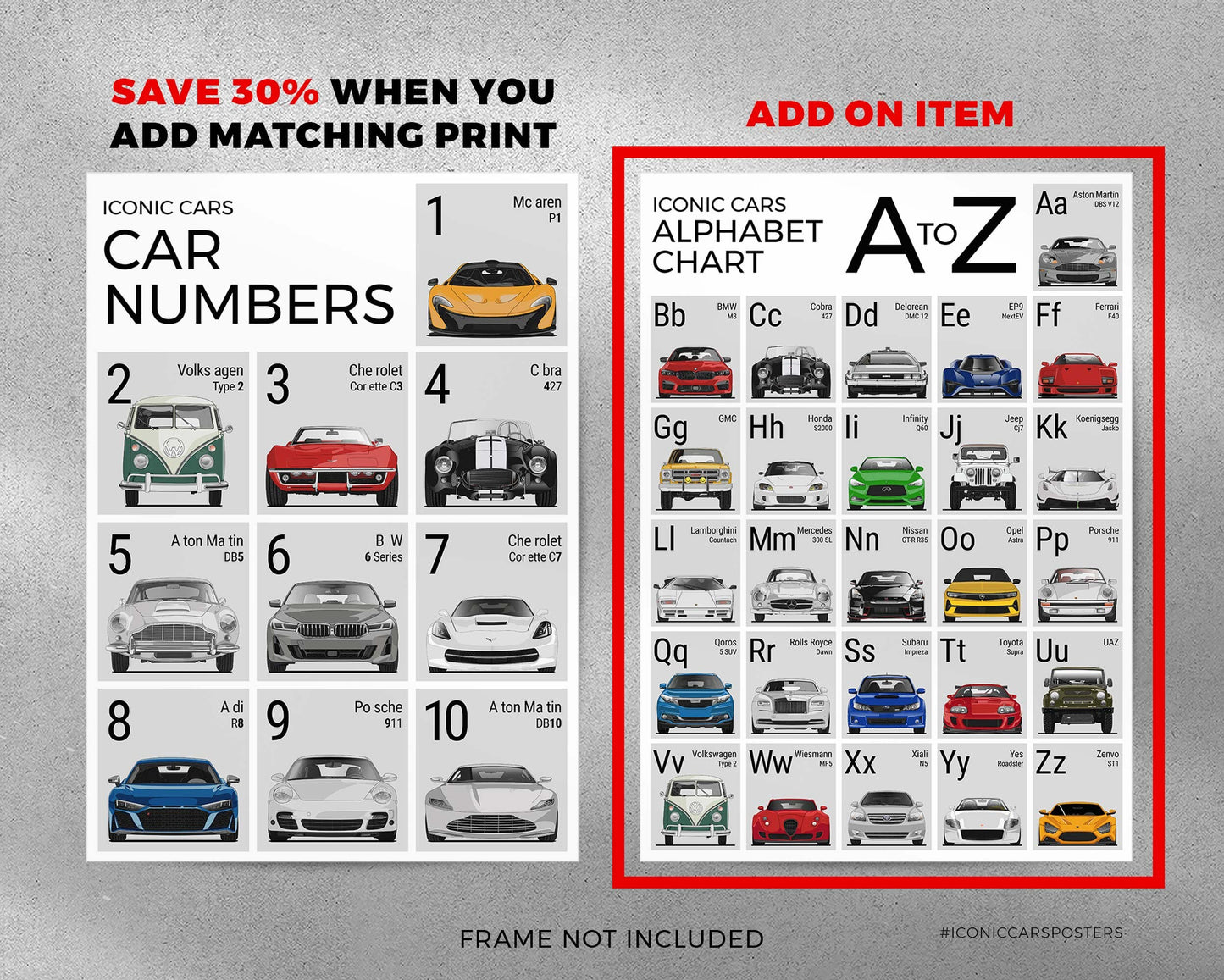 Car Numbers Poster (Unframed)