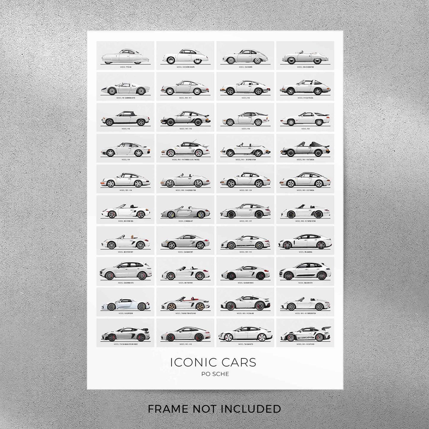 Porsche Evolution History Poster (Unframed)