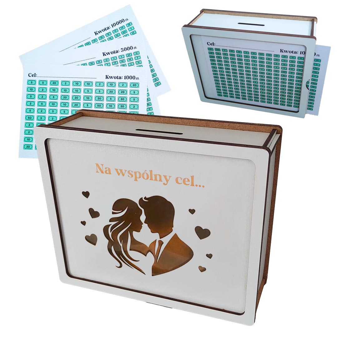 Skarbonka Wykreślana z Parą - BIAŁA