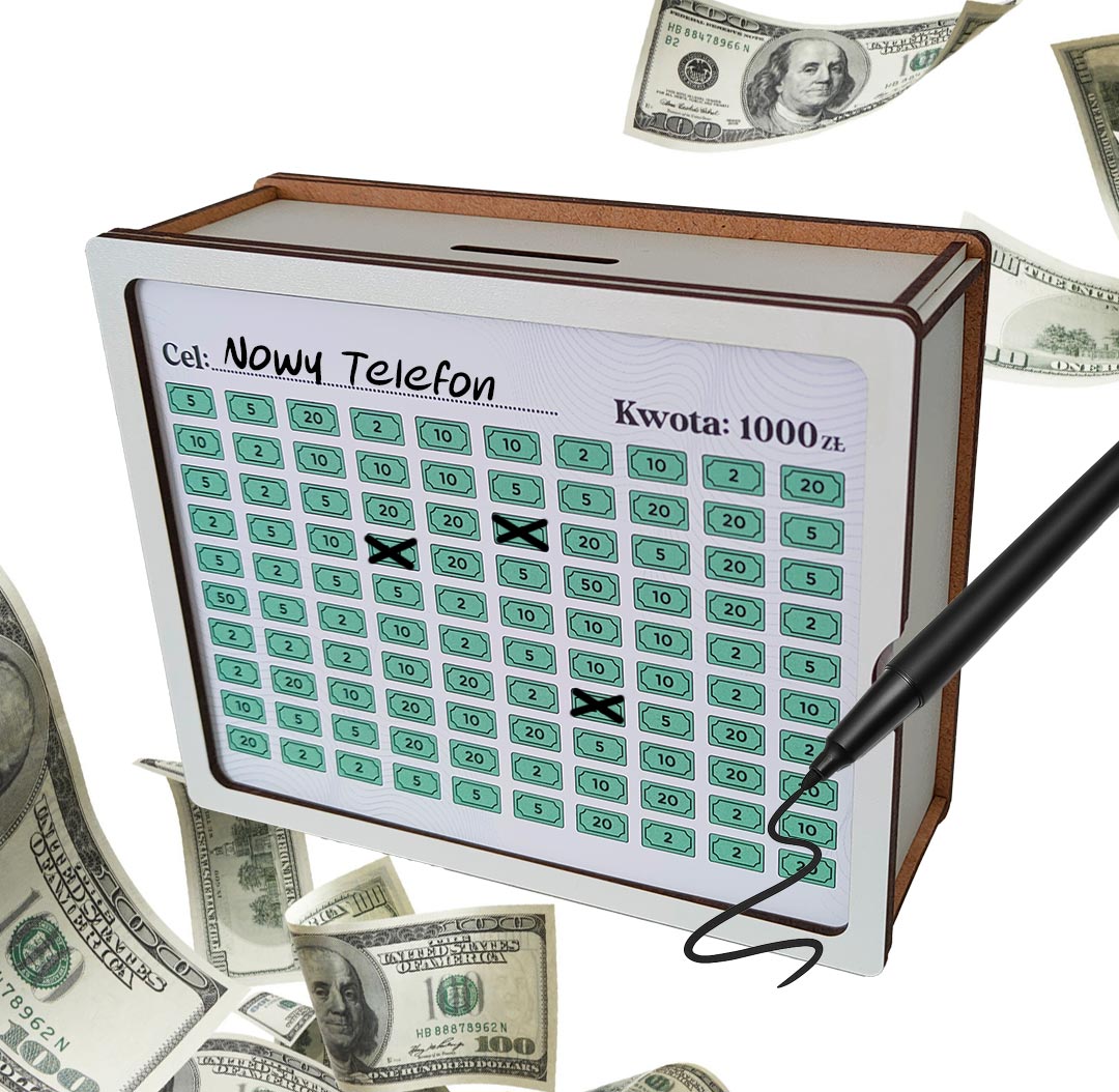 Skarbonka Wykreślana ze Świnką - BIAŁA