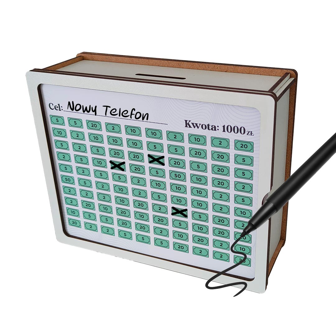 Skarbonka Wykreślana z Kotem - BIAŁA