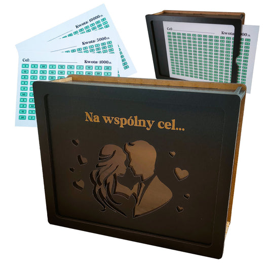 Skarbonka Wykreślana z Parą - CZARNA