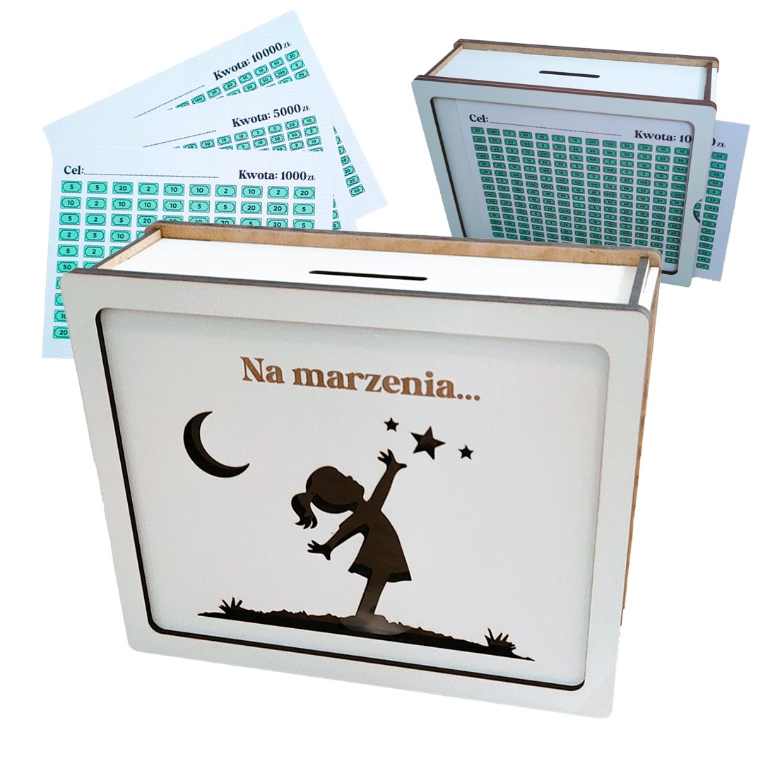 Skarbonka Wykreślana Dla Dziewczynki - BIAŁA