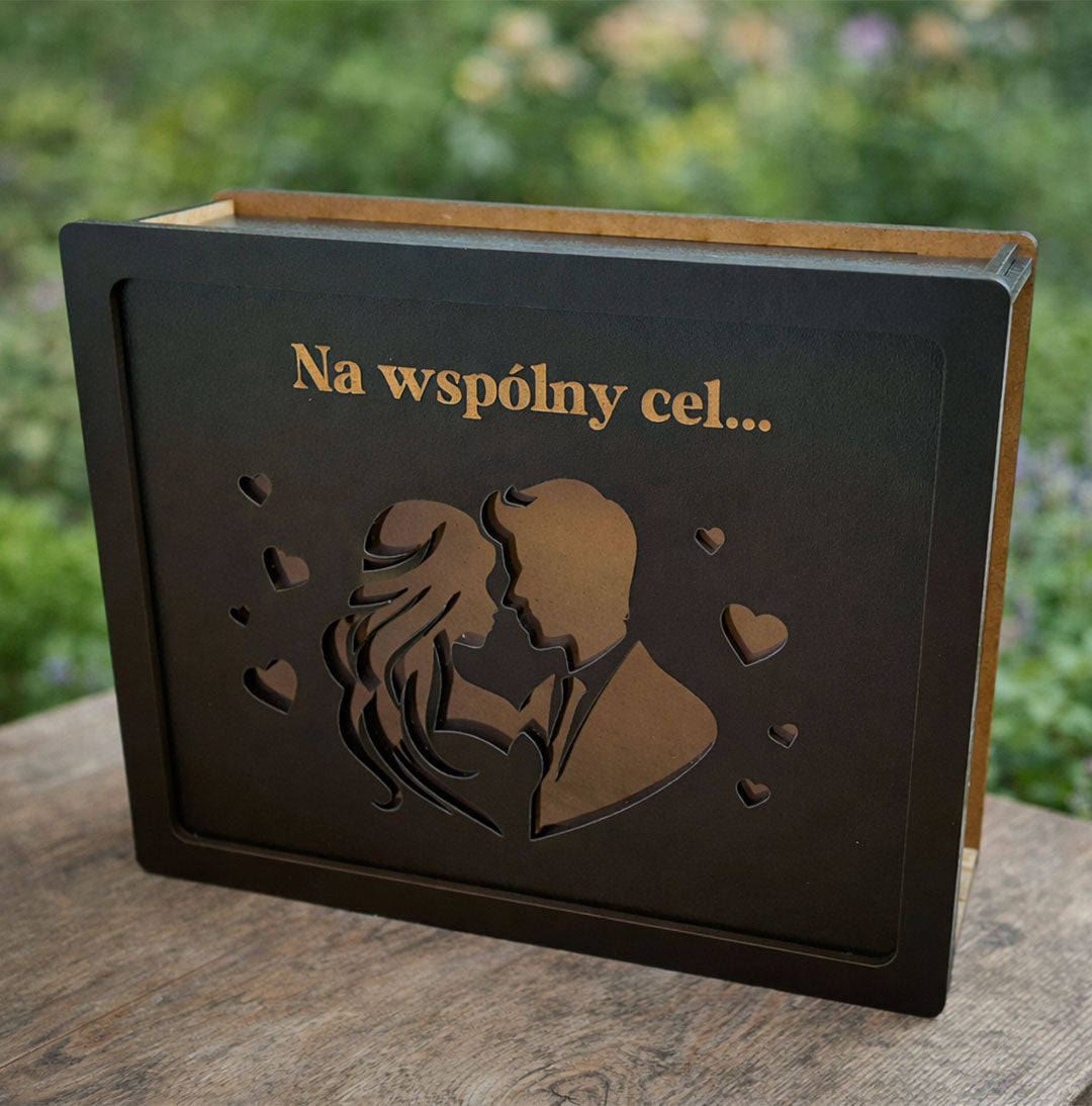 Skarbonka Wykreślana z Parą - CZARNA