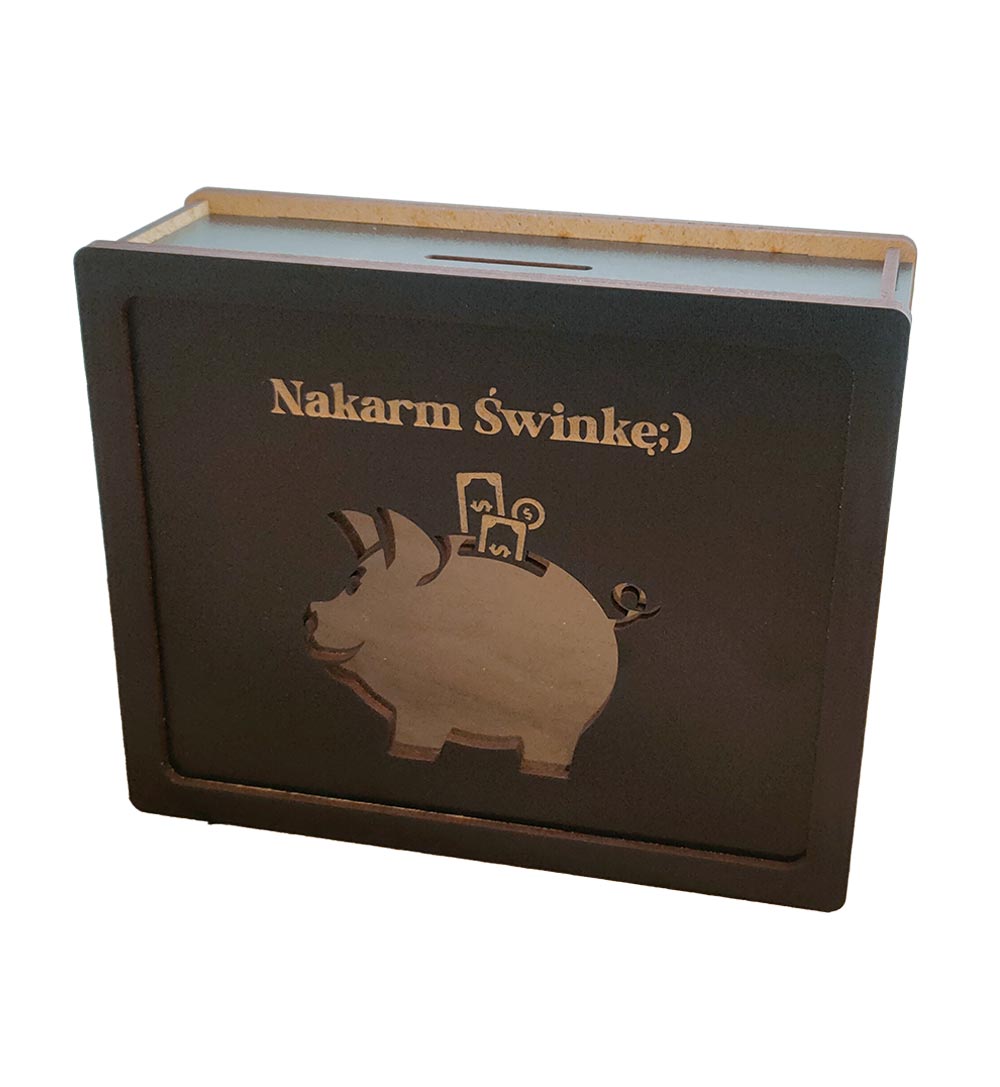 Skarbonka Wykreślana ze Świnką - CZARNA