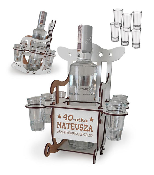Fotel Bujany na Flaszkę i kieliszki. Prezent Personalizowany na Urodziny