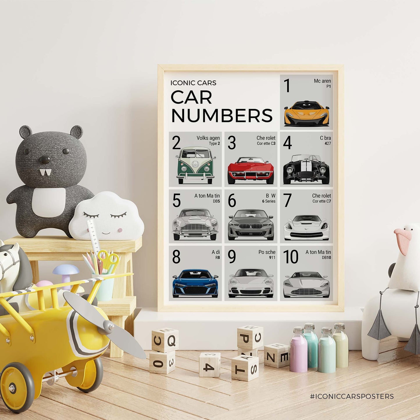 Car Numbers Poster (Unframed)