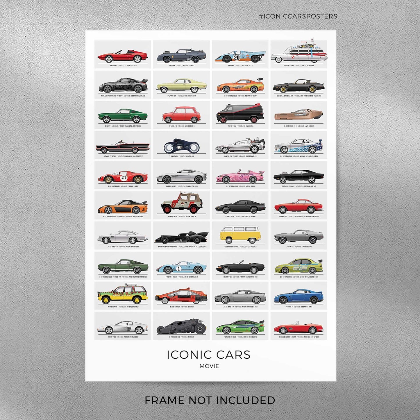Movie Cars Collage Poster (Unframed)