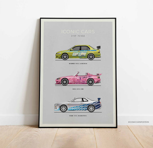 2 Fast 2 Furious Inspired Car Poster (Unframed)