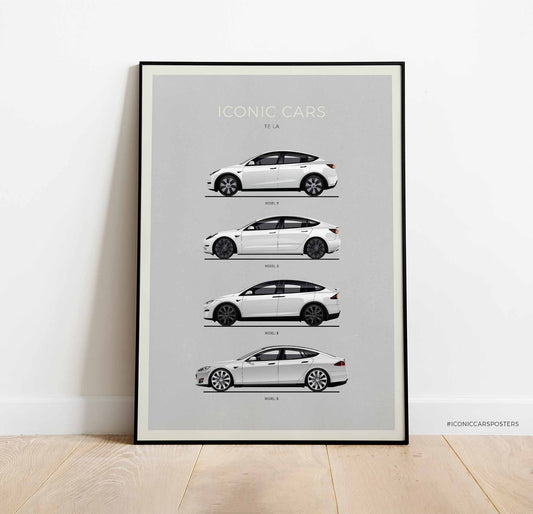 Tesla Cars Poster (Unframed)