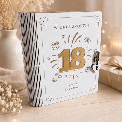 Kartka Na 18 Urodziny, Pudełko na Pieniądze, Prezent Personalizowany