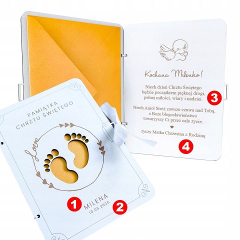 Kartka na Chrzest, Pamiątka Chrztu Świętego Prezent Personalizowany