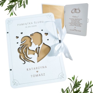 Kartka ŚLUBNA Drewniana Prezent Personalizowany Kartka Na WESELE Pamiątka