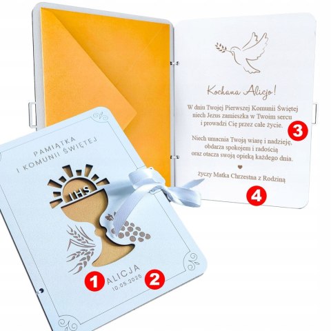 Kartka na KOMUNIĘ ŚWIĘTĄ, Pamiątka Komunii Świętej, Prezent Personalizowany