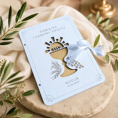 Kartka na KOMUNIĘ ŚWIĘTĄ, Pamiątka Komunii Świętej, Prezent Personalizowany