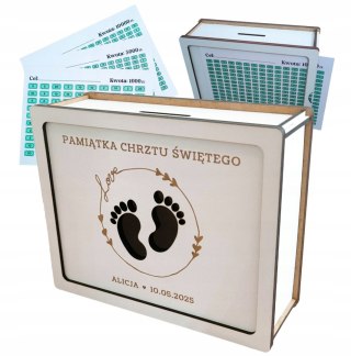 Prezent na Chrzest, Skarbonka Wykreślana PERSONALIZOWANA, Wielorazowa