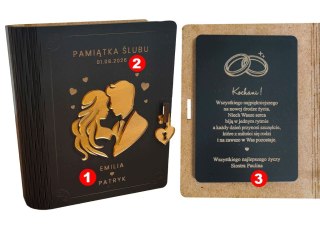 Prezent na ŚLUB, Pudełko na Pieniądze, Personalizowana Pamiątka, Czarne