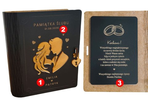 Prezent na ŚLUB, Pudełko na Pieniądze, Personalizowana Pamiątka, Czarne