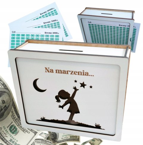 Skarbonka Wykreślana Dla Dziewczynki, Cel Oszczędzanie Na Marzenie, Prezent