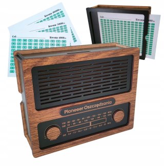 Skarbonka Wykreślana Radio, CZARNA, Wielokrotnego Użytku, Zmontowana