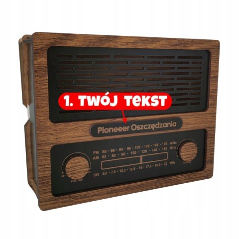 Skarbonka Wykreślana Radio, CZARNA, Wielokrotnego Użytku, Zmontowana