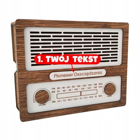 Skarbonka Wykreślana Radio Vintege, BIAŁA, Wielokrotnego Użytku, Zmontowana