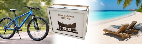 Skarbonka Wykreślana z Kotem, Prezent Dla Dziecka, Zmontowana - WIELORAZOWA